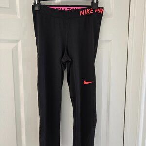 NIKE PRO Hot Pink and Black Leggings - Medium